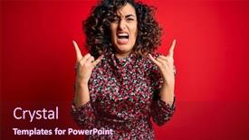  Presentation with red floral - Slide set enhanced with young-beautiful-curly-arab-woman background and a tawny brown colored foreground