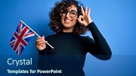  Presentation with arab - Beautiful presentation design featuring young-beautiful-curly-arab-woman backdrop and a navy blue colored foreground