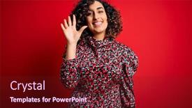  Presentation with red floral - Cool new slide set with young-beautiful-curly-arab-woman backdrop and a tawny brown colored foreground