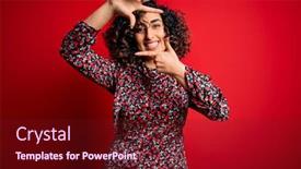  Presentation with red floral - Beautiful PPT theme featuring young-beautiful-curly-arab-woman backdrop and a tawny brown colored foreground