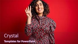  Presentation with red floral - Presentation theme featuring young-beautiful-curly-arab-woman background and a tawny brown colored foreground