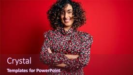  Presentation with red floral - Cool new slide set with young-beautiful-curly-arab-woman backdrop and a tawny brown colored foreground