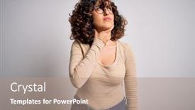  Presentation with sore throat - Amazing theme having young-beautiful-curly-arab-woman backdrop and a coral colored foreground