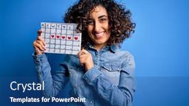  Presentation with beautiful young woman getting face - PPT theme having young-beautiful-curly-arab-woman background and a ocean colored foreground