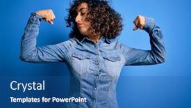  Presentation with arab - Beautiful slides featuring young-beautiful-curly-arab-woman backdrop and a ocean colored foreground