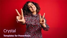  Presentation with red floral - Theme having young-beautiful-curly-arab-woman background and a tawny brown colored foreground