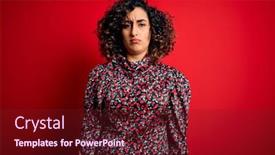  Presentation with red floral - Cool new PPT theme with young-beautiful-curly-arab-woman backdrop and a tawny brown colored foreground
