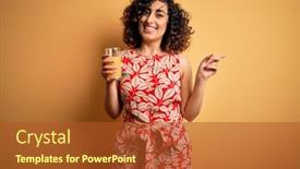  Presentation with healthy juice - Cool new theme with young-beautiful-curly-arab-woman backdrop and a red colored foreground