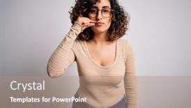  Presentation with lips mouth - Slide set featuring young-beautiful-curly-arab-woman background and a coral colored foreground