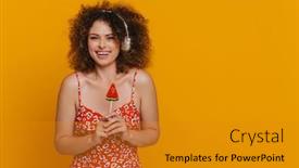  Presentation with lollipop - Theme consisting of young-beautiful-curly-smiling-happy background and a gold colored foreground