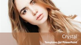  Presentation with beautiful young woman getting face - Beautiful theme featuring young-beautiful-curly-woman-posing backdrop and a red colored foreground