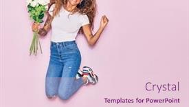  Presentation with pink rose - PPT theme with young-beautiful-curly-woman background and a lemonade colored foreground