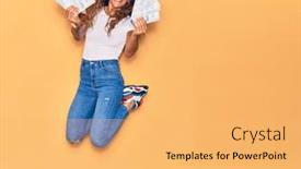  Presentation with tattoo - Cool new presentation design with young-beautiful-curly-woman backdrop and a yellow colored foreground