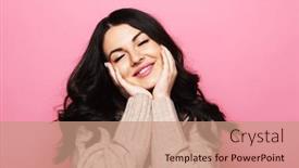  Presentation with color pink - PPT layouts featuring young-beautiful-curvy-young-woman background and a coral colored foreground