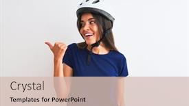  Presentation with cyclist - Amazing slide set having young-beautiful-cyclist-woman-wearing backdrop and a soft green colored foreground