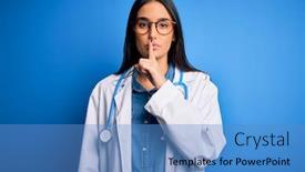  Presentation with secret - Amazing theme having young-beautiful-doctor-woman-wearing backdrop and a teal colored foreground