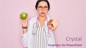  Presentation with blue green - Beautiful presentation featuring young-beautiful-doctor-woman backdrop and a lemonade colored foreground