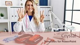  Presentation with medical hammer - Slides having young-beautiful-doctor-woman background and a coral colored foreground