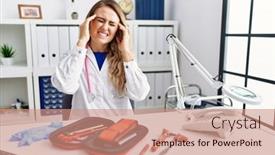  Presentation with medical hammer - Presentation theme enhanced with young-beautiful-doctor-woman background and a coral colored foreground