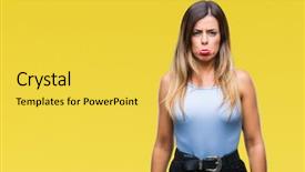  Presentation with elegant business social media - Cool new PPT layouts with young beautiful elegant business woman backdrop and a yellow colored foreground