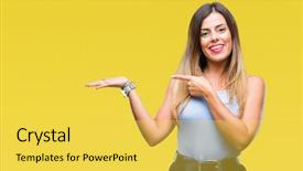  Presentation with elegant - Theme consisting of young beautiful elegant business woman background and a  colored foreground