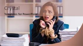  Presentation with employee - Slide set featuring young-beautiful-employee-tied-up background and a coral colored foreground