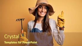  Presentation with apron - Audience pleasing PPT theme consisting of young-beautiful-farmer-woman-wearing backdrop and a red colored foreground