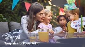  Presentation with young children playing - Amazing slide set having young-beautiful-female-playing backdrop and a ocean colored foreground