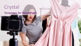  Presentation with blog - PPT layouts consisting of young-beautiful-female-tailor-recording background and a sky blue colored foreground