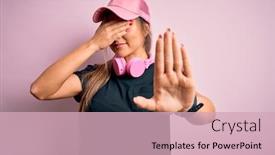  Presentation with sad woman - Beautiful presentation featuring young-beautiful-fitness-sports-woman backdrop and a soft green colored foreground