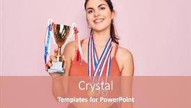  Presentation with trophy - Presentation consisting of young-beautiful-fitness-winner-athlete background and a coral colored foreground