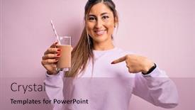  Presentation with fitness - Cool new slides with young-beautiful-fitness-woman-drinking backdrop and a coral colored foreground