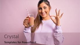  Presentation with milkshake - Audience pleasing presentation theme consisting of young-beautiful-fitness-woman-drinking backdrop and a coral colored foreground
