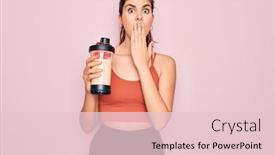  Presentation with hand shake - Theme consisting of young-beautiful-fitness-woman-wearing background and a lemonade colored foreground