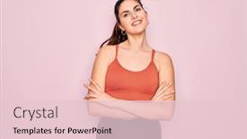  Presentation with woman sport - Beautiful PPT theme featuring young-beautiful-fitness-woman-wearing backdrop and a lemonade colored foreground