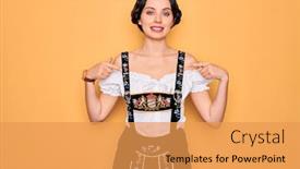  Presentation with blue eyes - Audience pleasing slide deck consisting of young-beautiful-german-woman backdrop and a yellow colored foreground