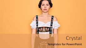  Presentation with blue eyes - Amazing PPT theme having young-beautiful-german-woman backdrop and a yellow colored foreground