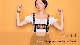  Presentation with blue eyes - PPT theme featuring young-beautiful-german-woman background and a yellow colored foreground