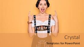  Presentation with traditional music - PPT layouts with young-beautiful-german-woman background and a yellow colored foreground