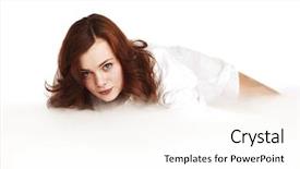  Presentation with heaven - Amazing theme having young beautiful girl close up on the heaven cloud backdrop and a white colored foreground