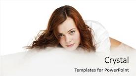  Presentation with heaven - Beautiful PPT layouts featuring young beautiful girl close up on the heaven cloud backdrop and a white colored foreground