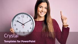  Presentation with clock countdown - Audience pleasing PPT layouts consisting of young-beautiful-girl-doing-countdown backdrop and a tawny brown colored foreground