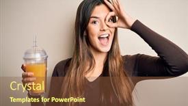  Presentation with eye glass - Amazing presentation design having young-beautiful-girl-drinking-glass backdrop and a tawny brown colored foreground