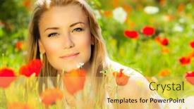  Presentation with beautiful flowers border floral design - Amazing PPT theme having young beautiful girl enjoying on the poppy flowers field outdoor portrait summer fun concept beautiful woman relaxing in the floral garden female at fresh spring meadow people rural leisure backdrop and a yellow colored foreground