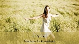  Presentation with freedom - Theme featuring young beautiful girl feeling freedom background and a yellow colored foreground