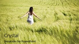  Presentation with freedom - PPT theme having young beautiful girl feeling freedom background and a yellow colored foreground