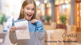  Presentation with beautiful young girl red - Theme featuring young beautiful girl giving mother background and a coral colored foreground