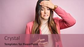  Presentation with crucial conversation - Colorful presentation design enhanced with young-beautiful-girl-having-conversation backdrop and a coral colored foreground