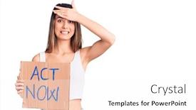  Presentation with now - Presentation with young-beautiful-girl-holding-act background and a white colored foreground