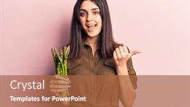  Presentation with asparagus - PPT theme enhanced with young-beautiful-girl-holding-asparagus background and a red colored foreground